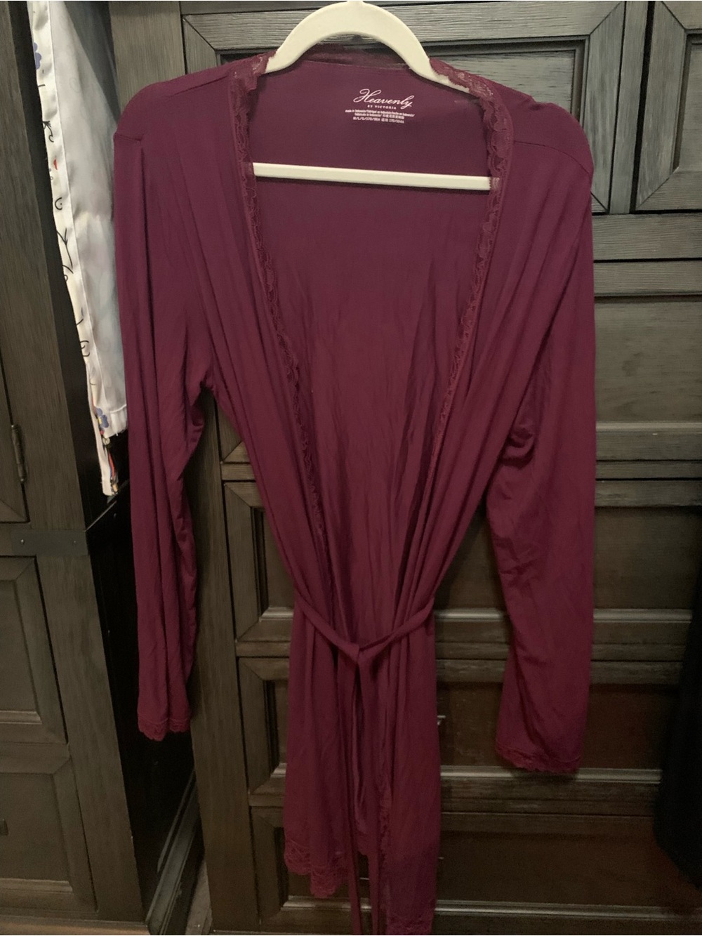 Victoria's Secret Wine Lace-Trim Wrap Robe